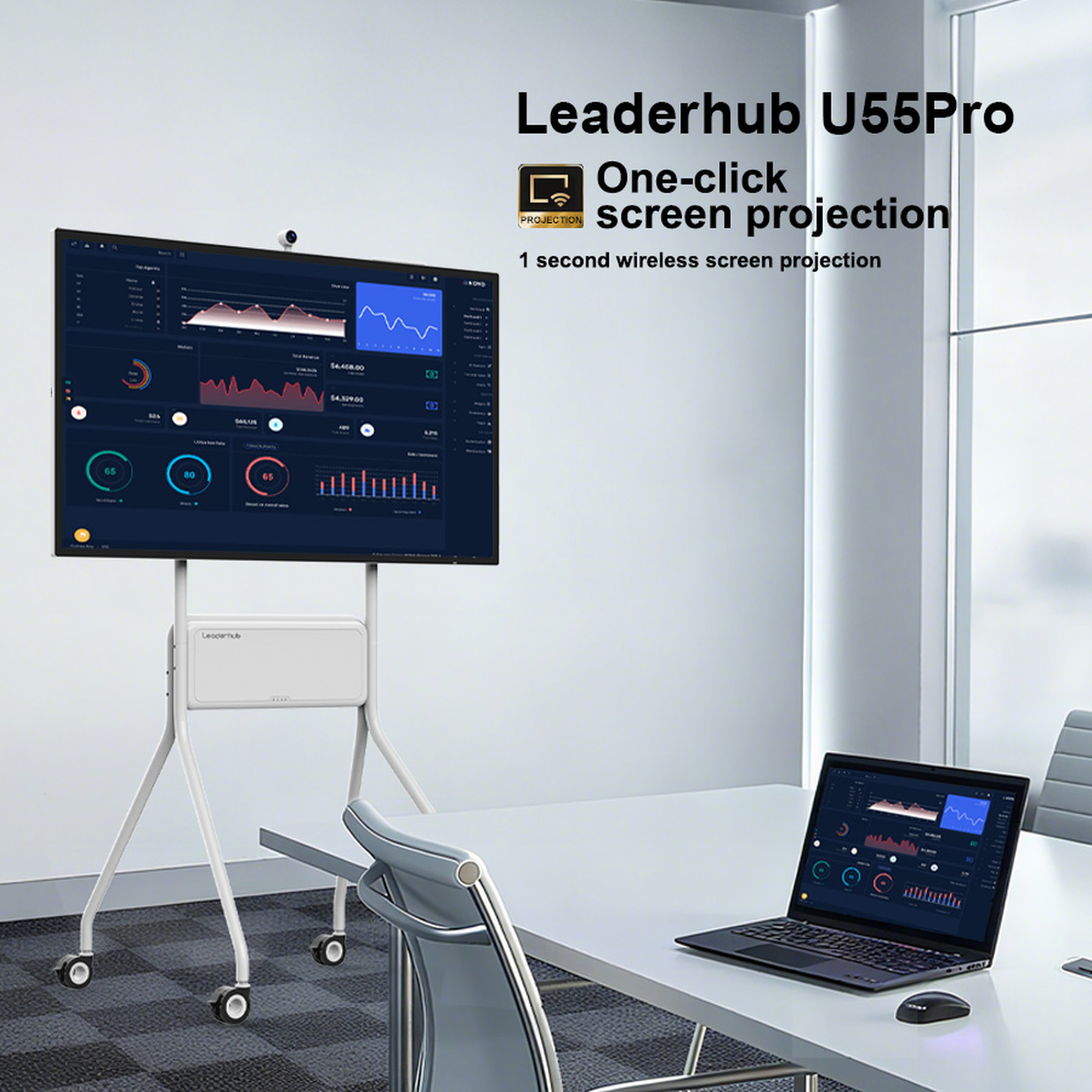 LeaderHub U55Pro Interactive Flat Panel — 55" Mobile 4K Smart Display - Image 7