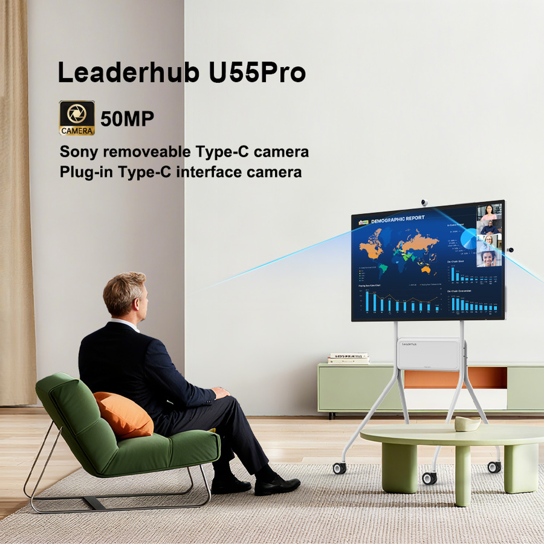LeaderHub U55Pro Interactive Flat Panel — 55" Mobile 4K Smart Display - Image 4