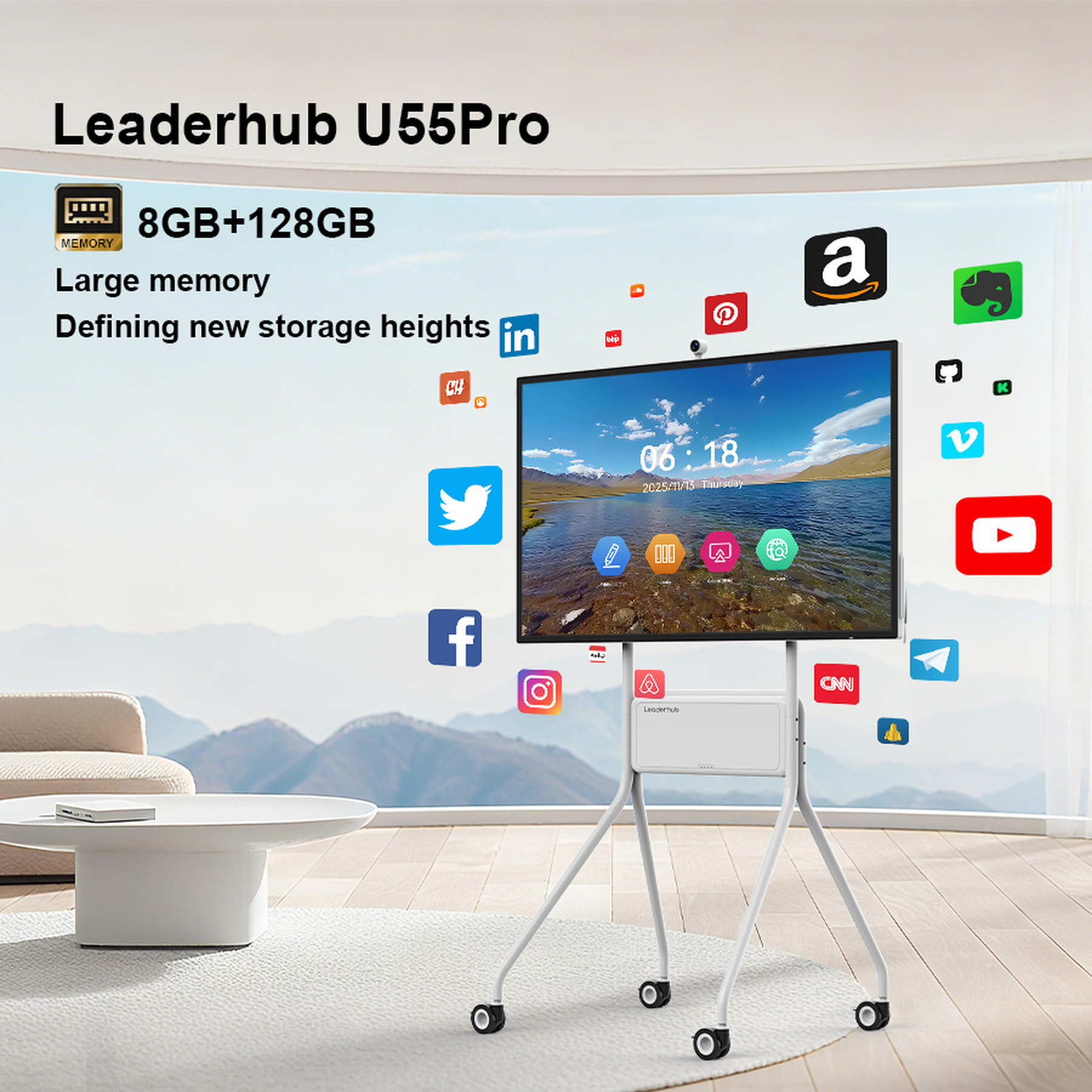LeaderHub U55Pro Interactive Flat Panel — 55" Mobile 4K Smart Display - Image 5