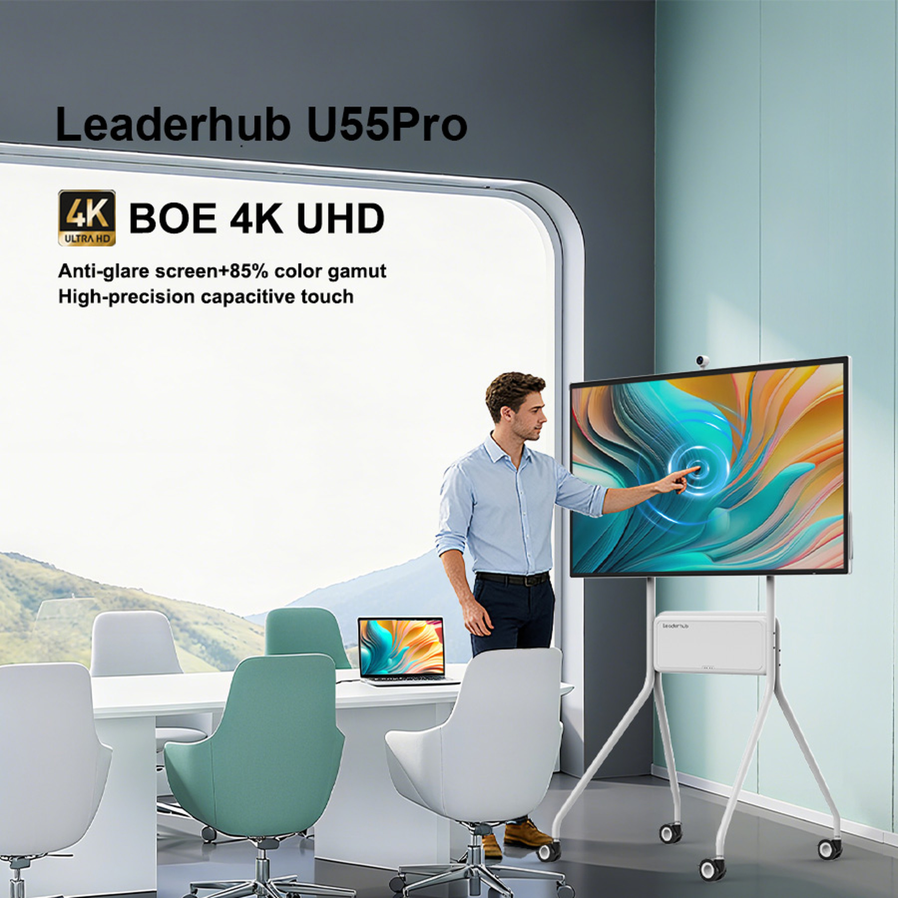 LeaderHub U55Pro Interactive Flat Panel — 55" Mobile 4K Smart Display - Image 6