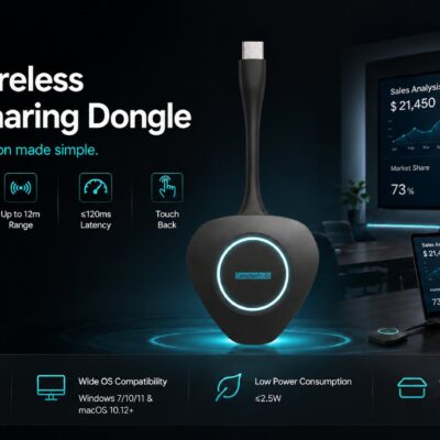 LeaderHub WT18 Wireless Screen Sharing Dongle — 4K One-Press Presentation